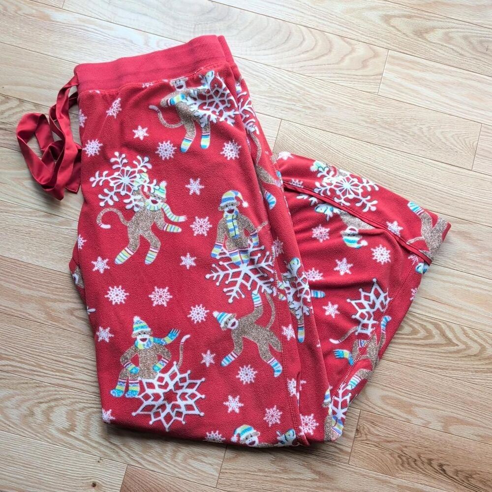 Nick & Nora size XXL red holiday sock monkey pajama pants